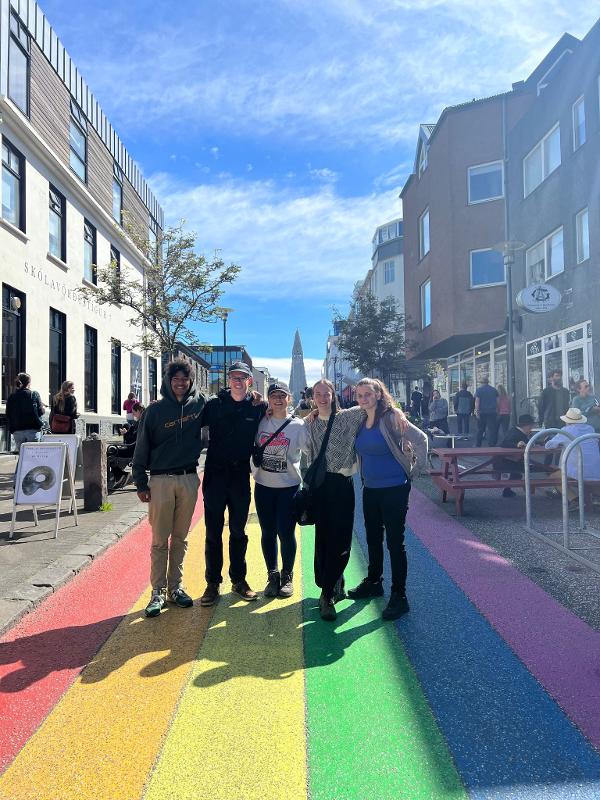 Het regenboogpad van Reykjavik bezoeken op een groepsreis Ijsland