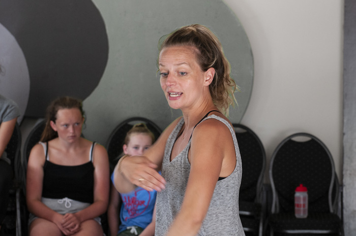 De begeleidster tijdens het musicalkamp in Noord-Brabant in de zomer.