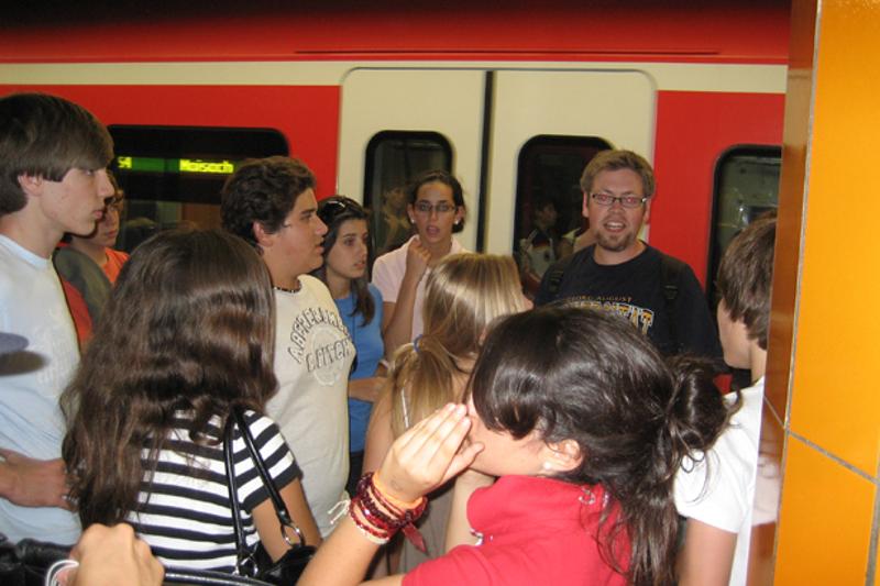 In de trein tijdens natuurkamp