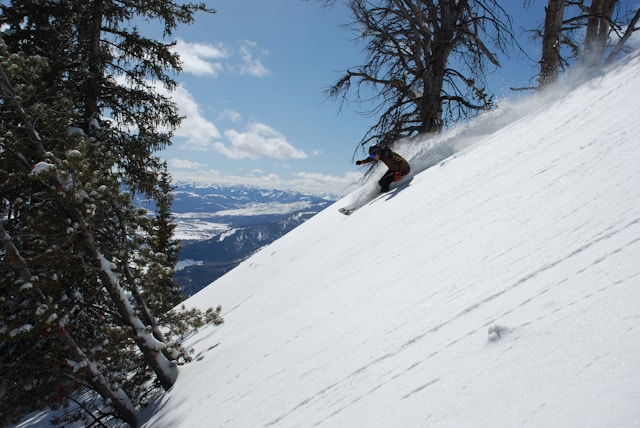 een berg tijdens een wintersport met inpaklijst